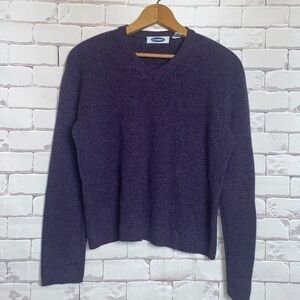 Old navy large purple v neck tight knit lightweight sweater EUC